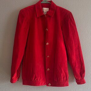 80s red blouse with balloon sleeves